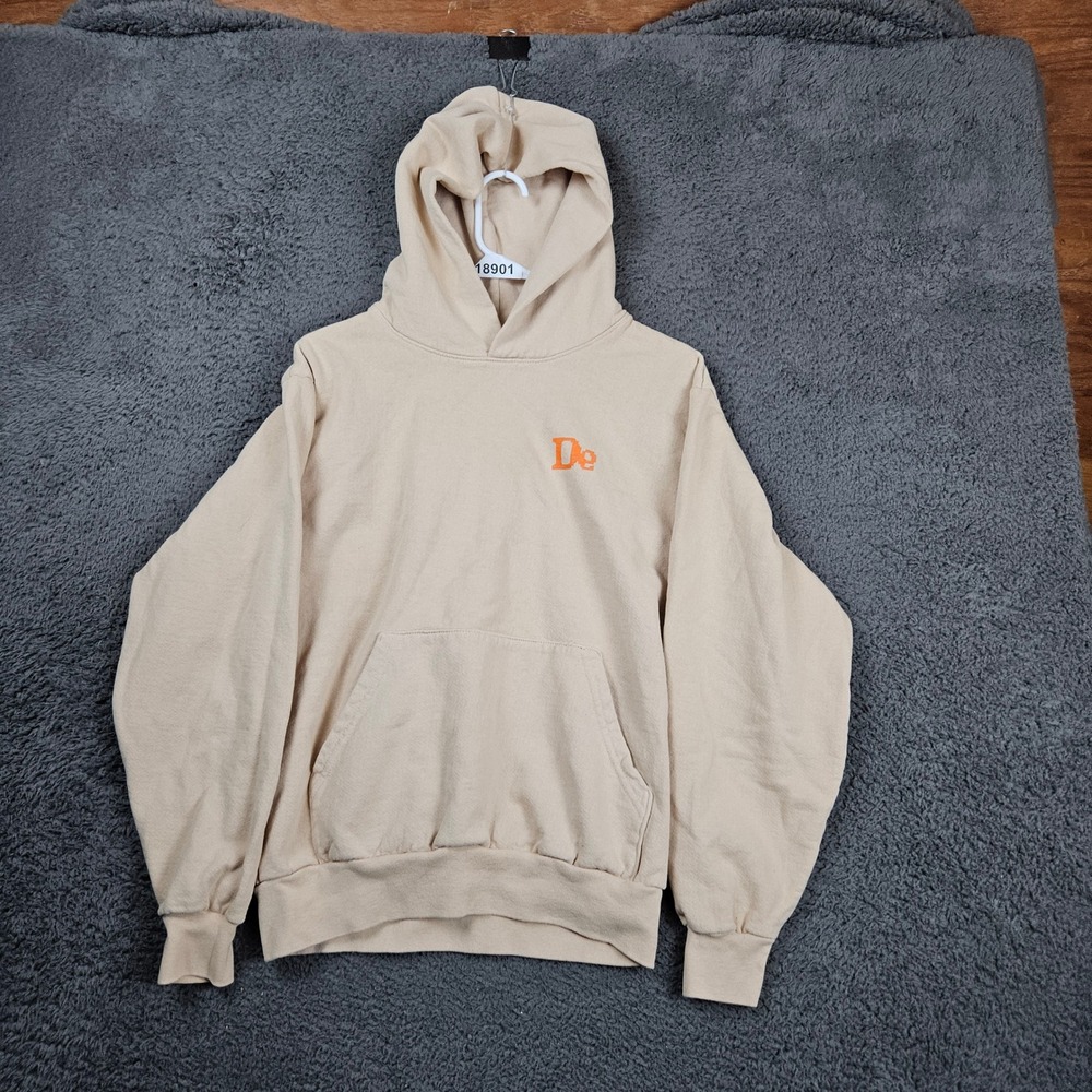DeGods Beige Heavy Fleece Hoodie Mens Size S Los Angeles Apparel Cotton